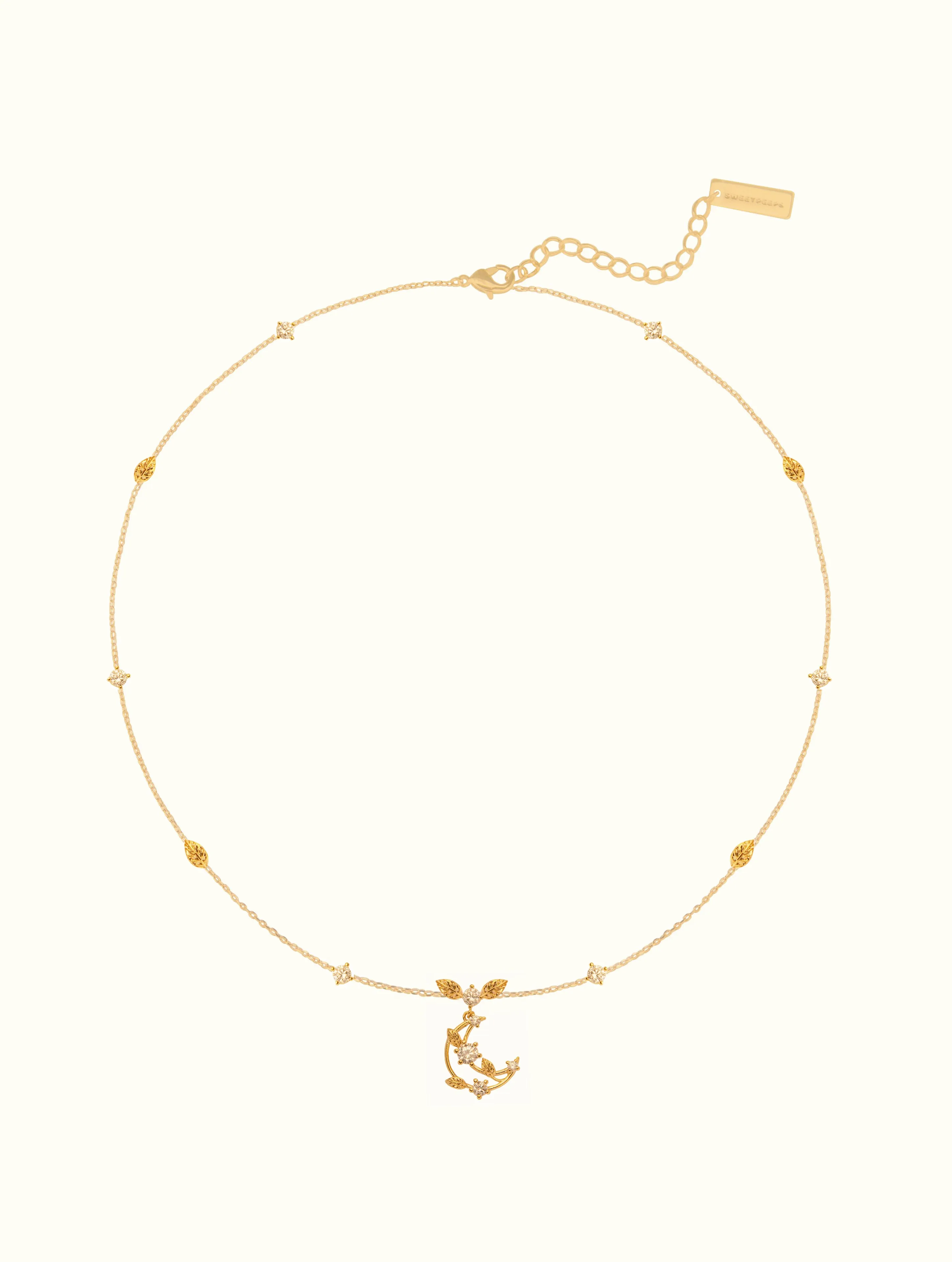 Crescent Jewel Leaf Choker