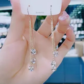 Crystal Ball Tassel Earrings