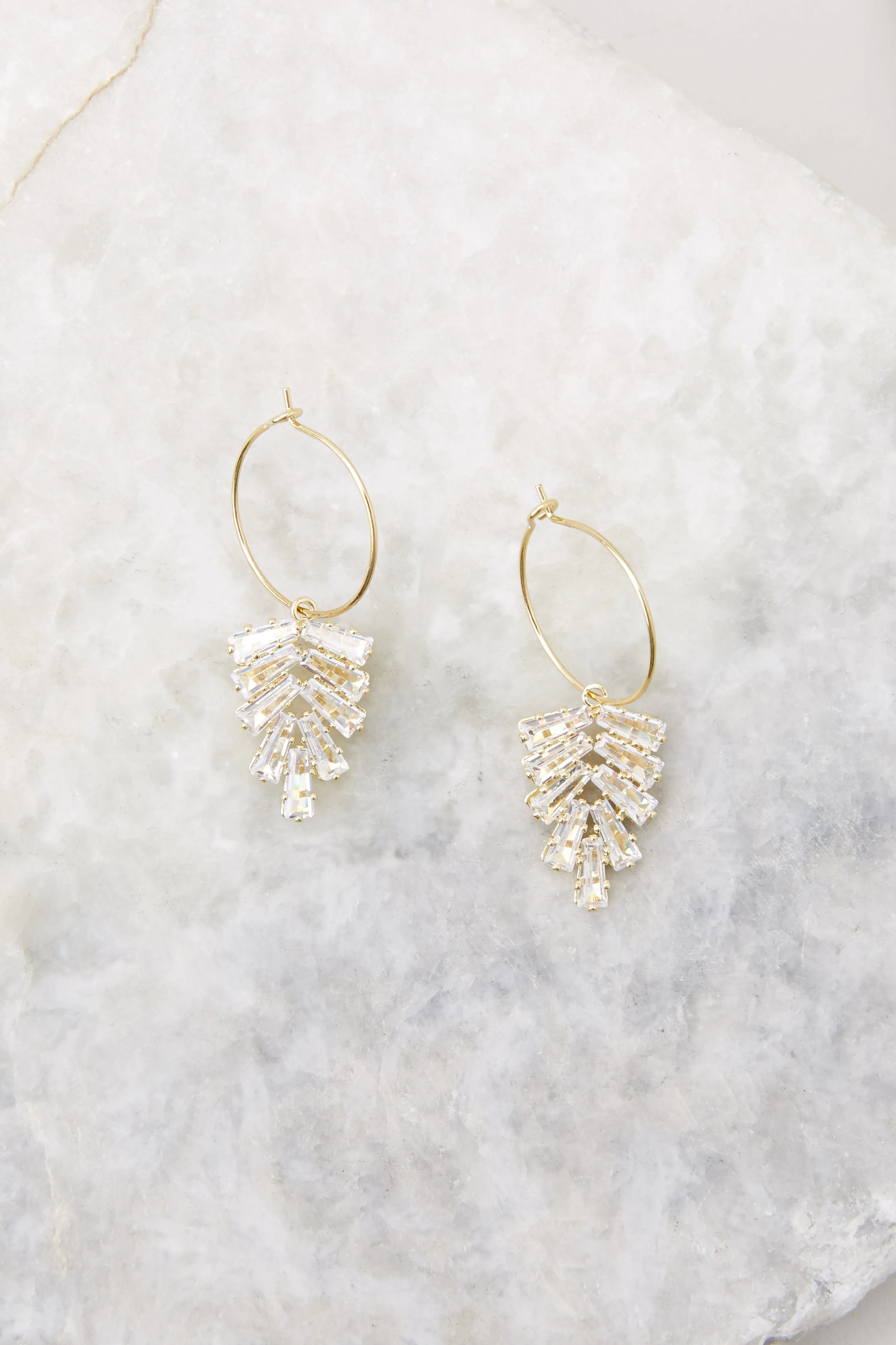 Crystal Leaf Gold Earrings