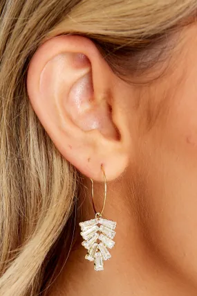 Crystal Leaf Gold Earrings