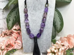 Crystal Vegan Leather Necklace