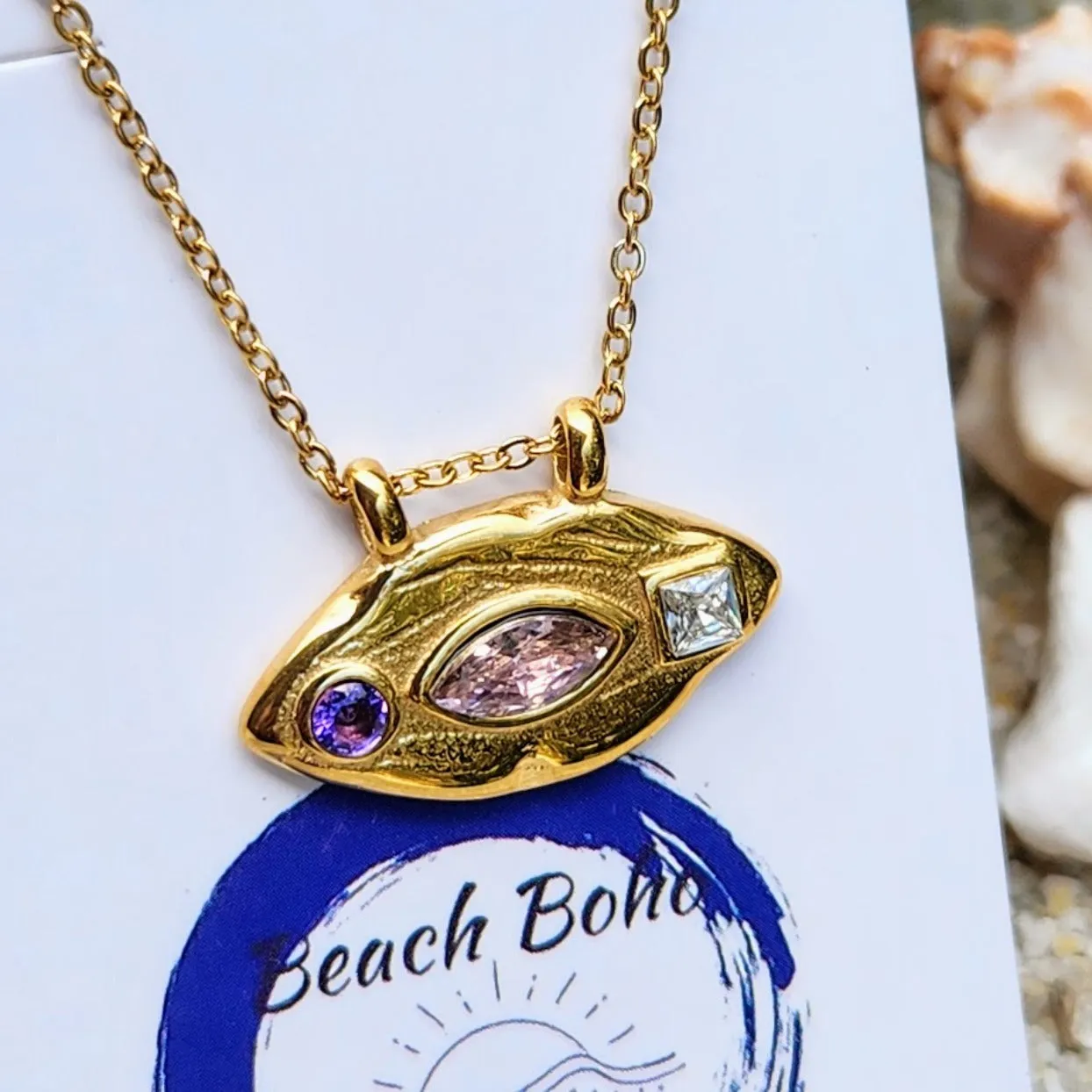 CUBIC ZIRCONIA  - CHARM WATERPROOF NECKLACE