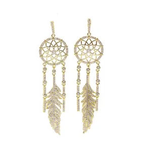 Cubic Zirconia Vintage Tassel Earrings Feather Earrings Women's Dream Catcher Earrings Fashion Party Jewelry LYE052