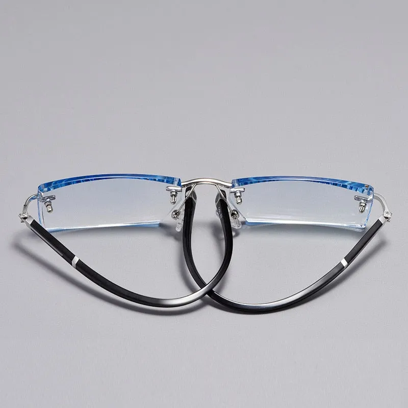 Cubojue Unisex Rimless Square Alloy Tinted Lens Reading Glasses G858