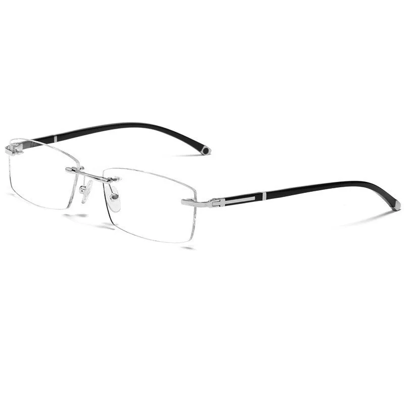 Cubojue Unisex Rimless Square Alloy Tinted Lens Reading Glasses G858