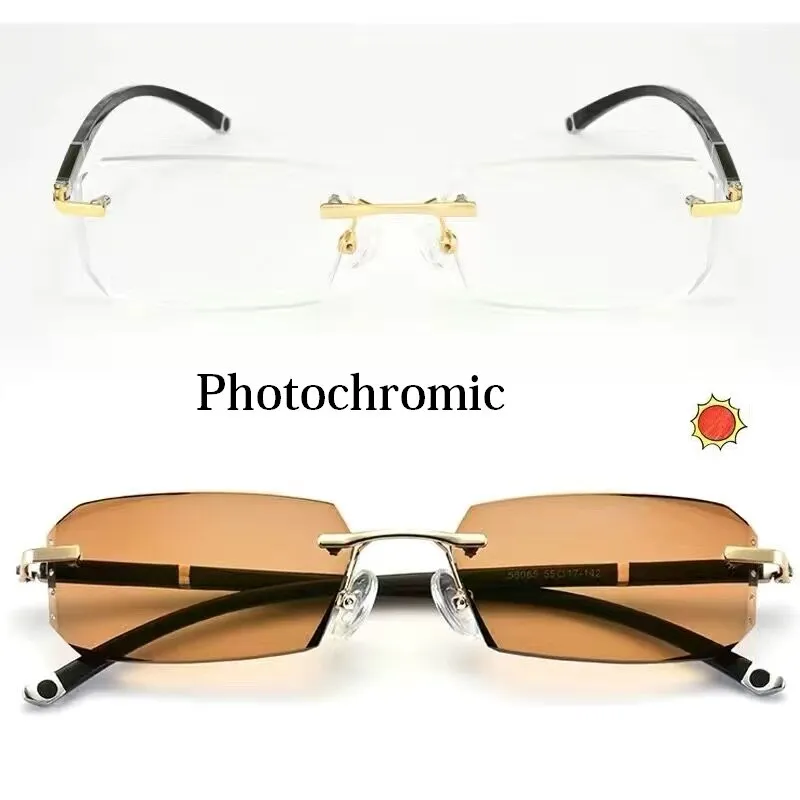 Cubojue Unisex Rimless Square Alloy Tinted Lens Reading Glasses G858