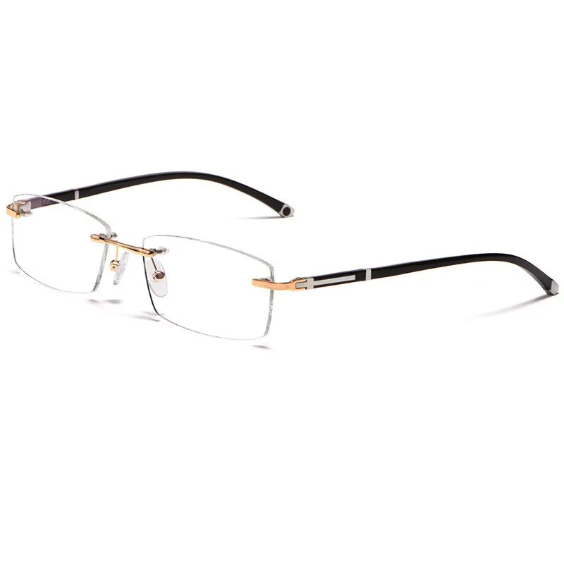 Cubojue Unisex Rimless Square Alloy Tinted Lens Reading Glasses G858
