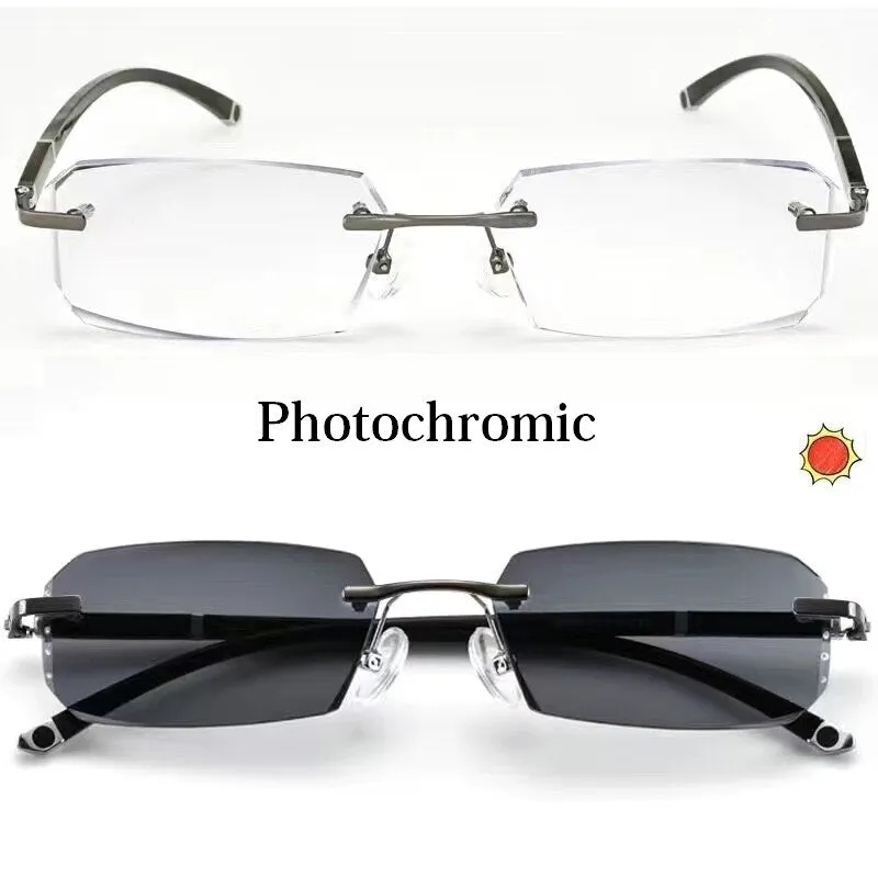 Cubojue Unisex Rimless Square Alloy Tinted Lens Reading Glasses G858