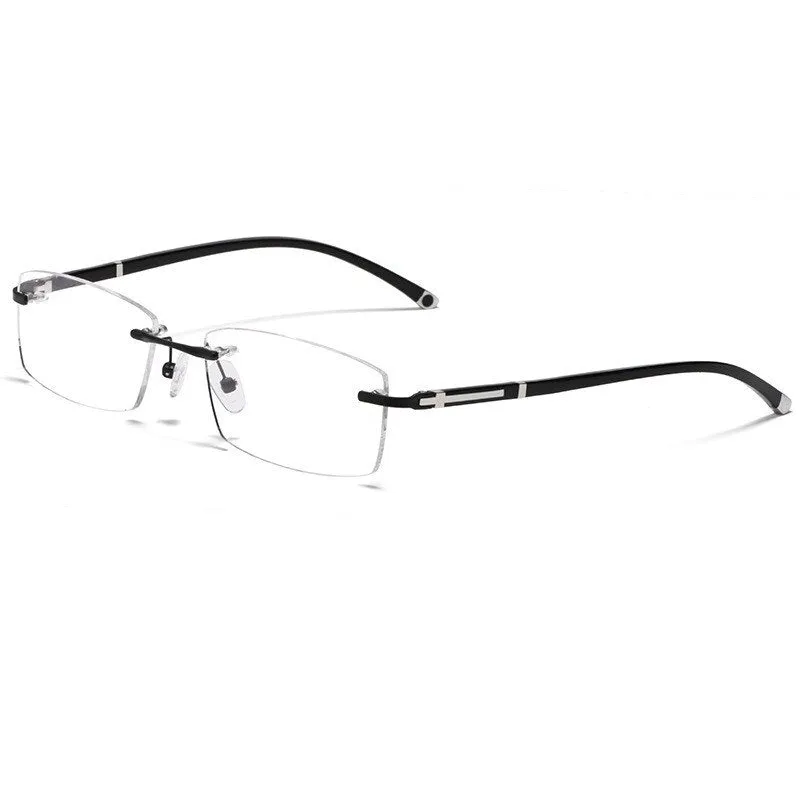 Cubojue Unisex Rimless Square Alloy Tinted Lens Reading Glasses G858