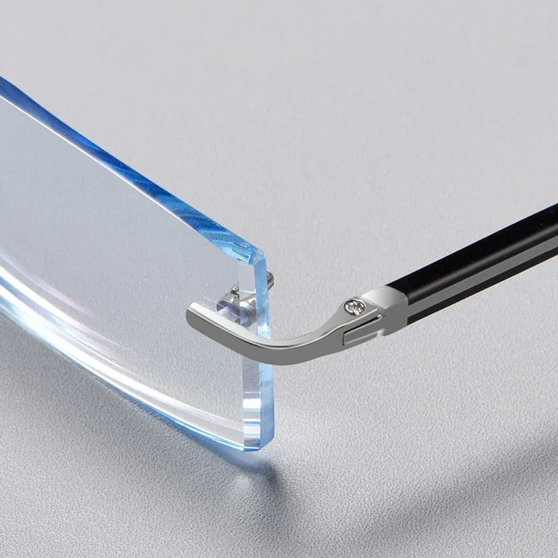 Cubojue Unisex Rimless Square Alloy Tinted Lens Reading Glasses G858