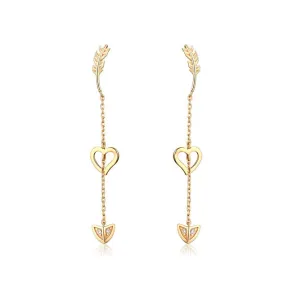 Cupid's Arrow Long Tassel Zircon Sterling Silver Drop Earrings