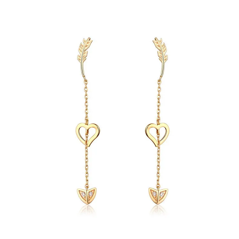 Cupid's Arrow Long Tassel Zircon Sterling Silver Drop Earrings