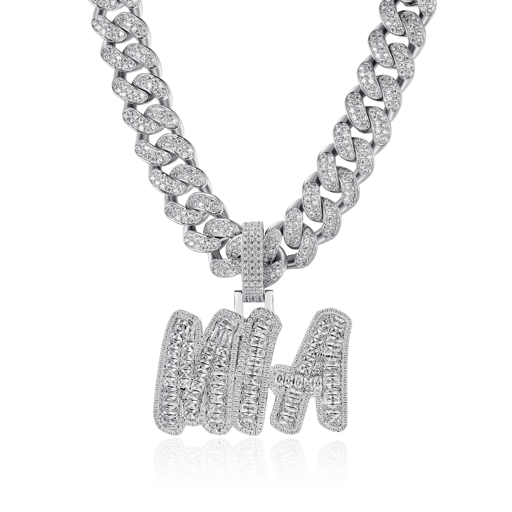 Custom Emerald Cut Romantic Font Pendant