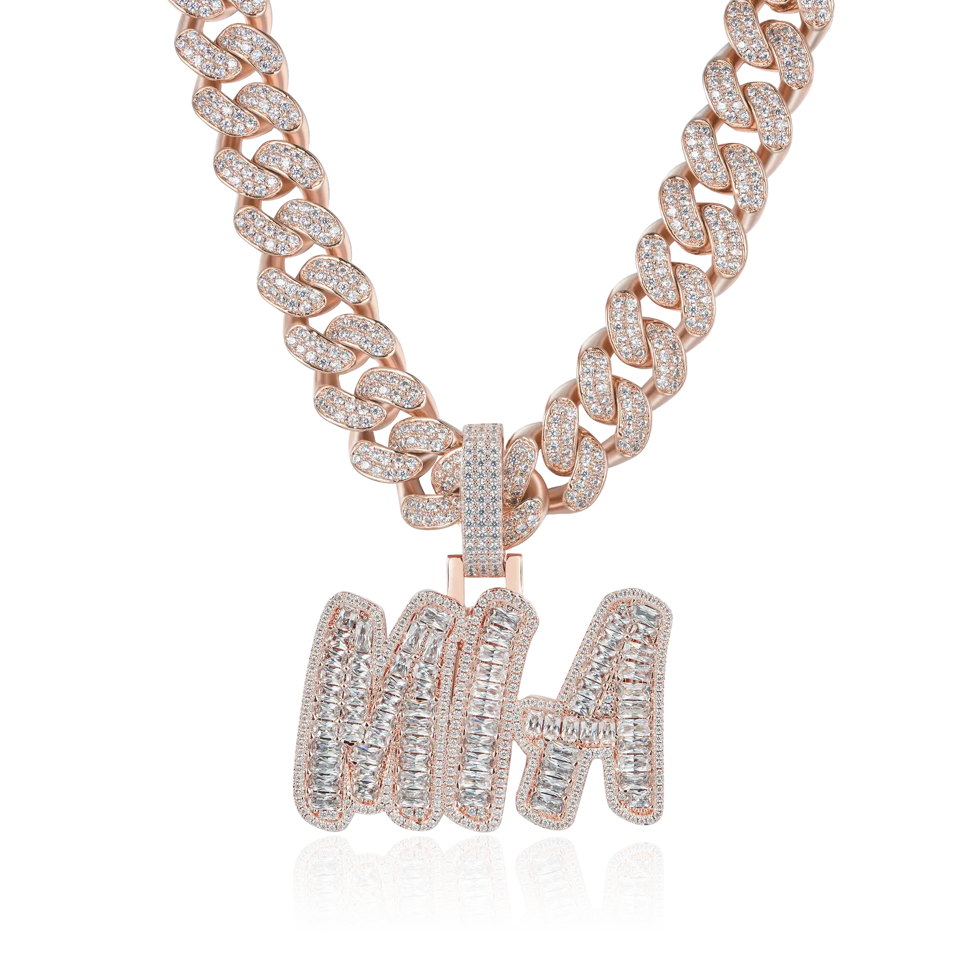 Custom Emerald Cut Romantic Font Pendant