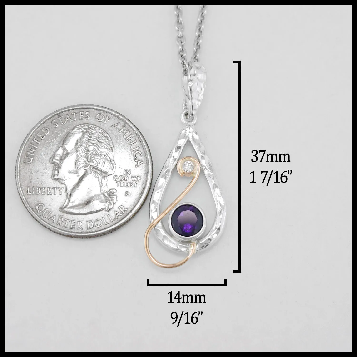 Custom Frame Pendant with Amethyst and Diamond