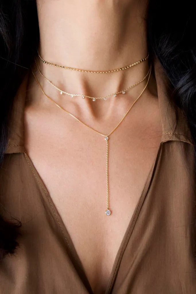 CZ Dangle Choker Necklace (H77)