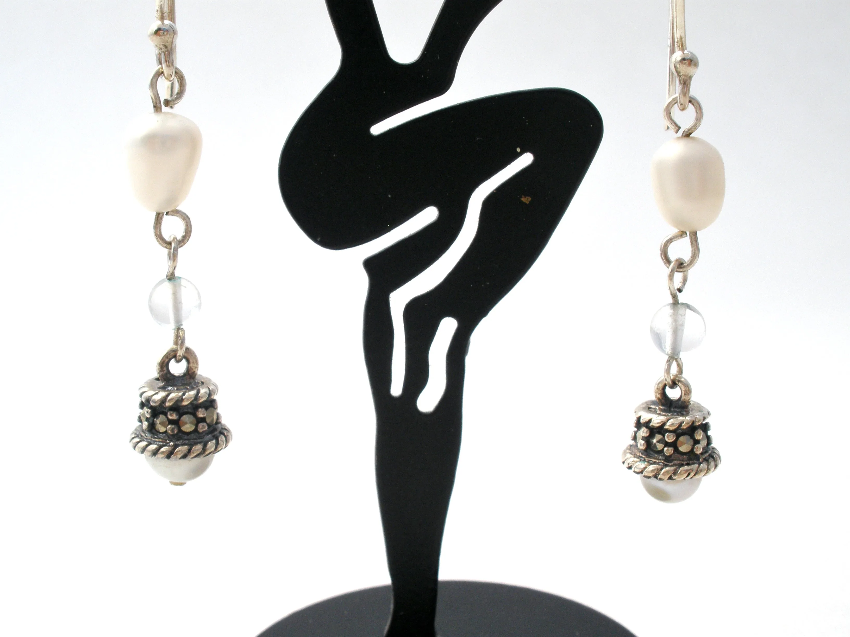 Dangle Pearl Earrings in Sterling Silver