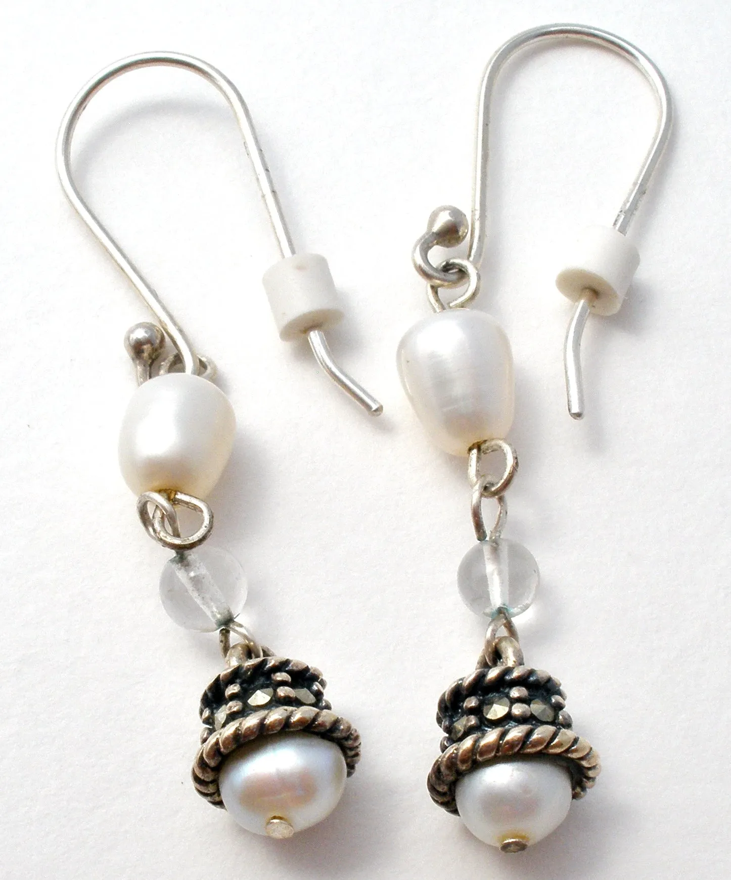 Dangle Pearl Earrings in Sterling Silver