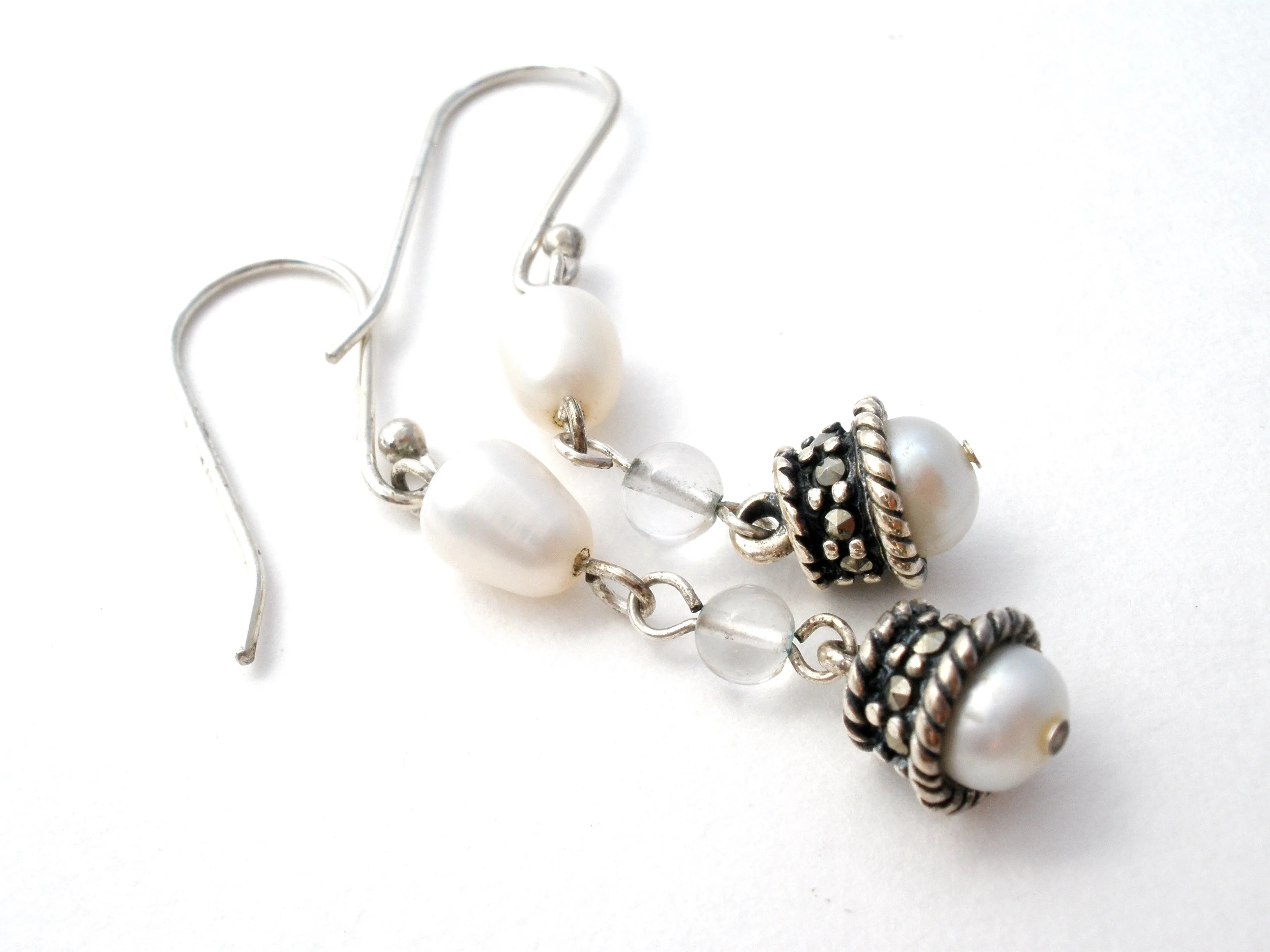 Dangle Pearl Earrings in Sterling Silver