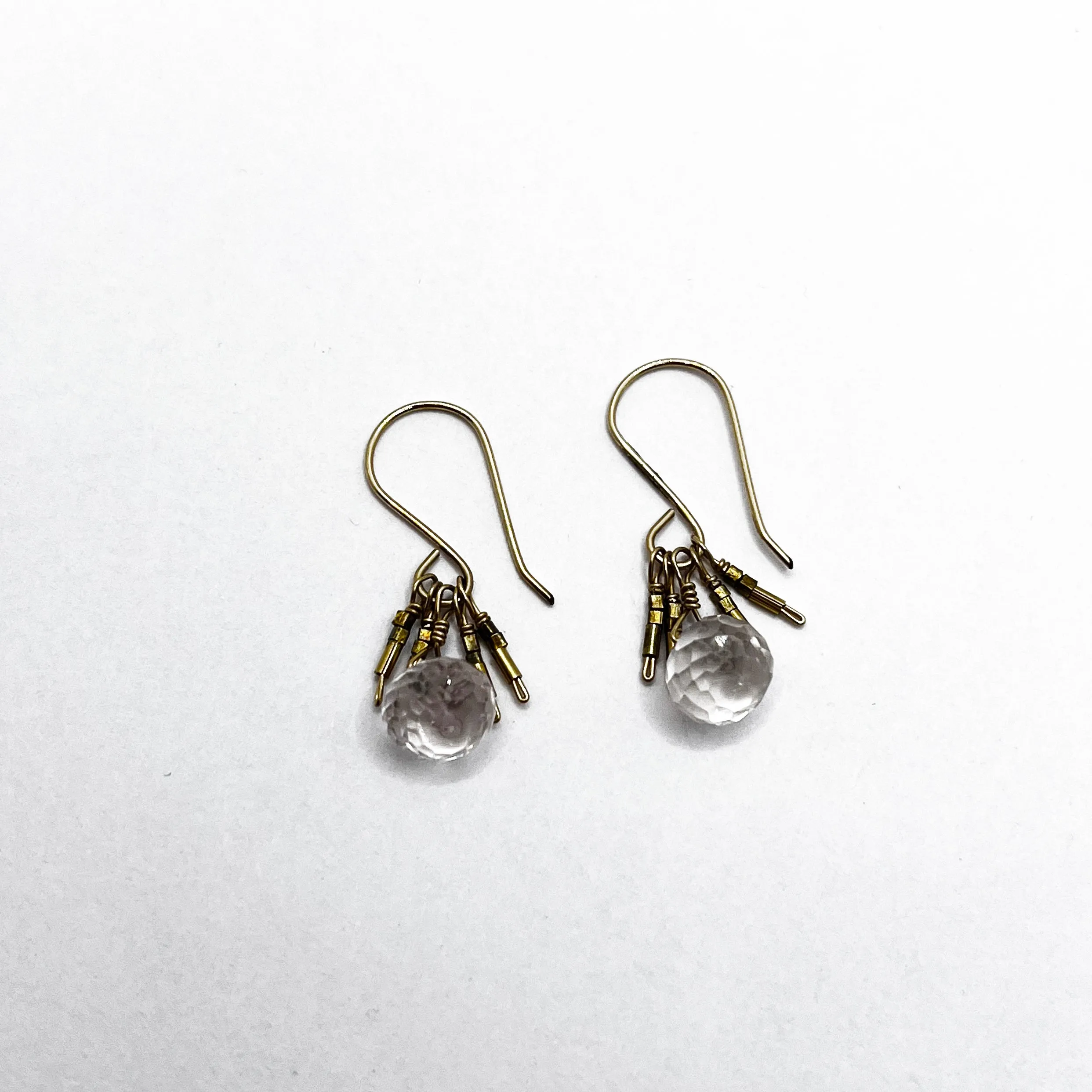 Debbie Fisher | Clear Quartz and Gold Vermeil Beads on Gold Fill Wire Earrings