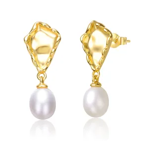 Delphine Boho Argyle Golden Pearl Earrings