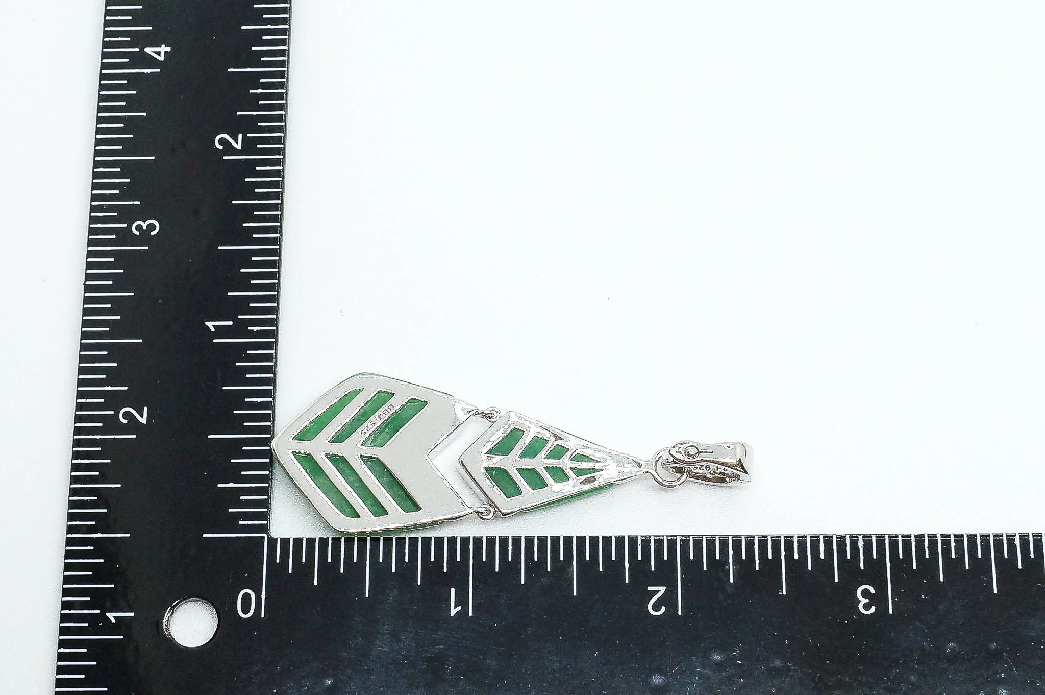 Designer BBJ Green Jade Sterling Silver Pendant