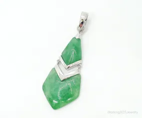 Designer BBJ Green Jade Sterling Silver Pendant