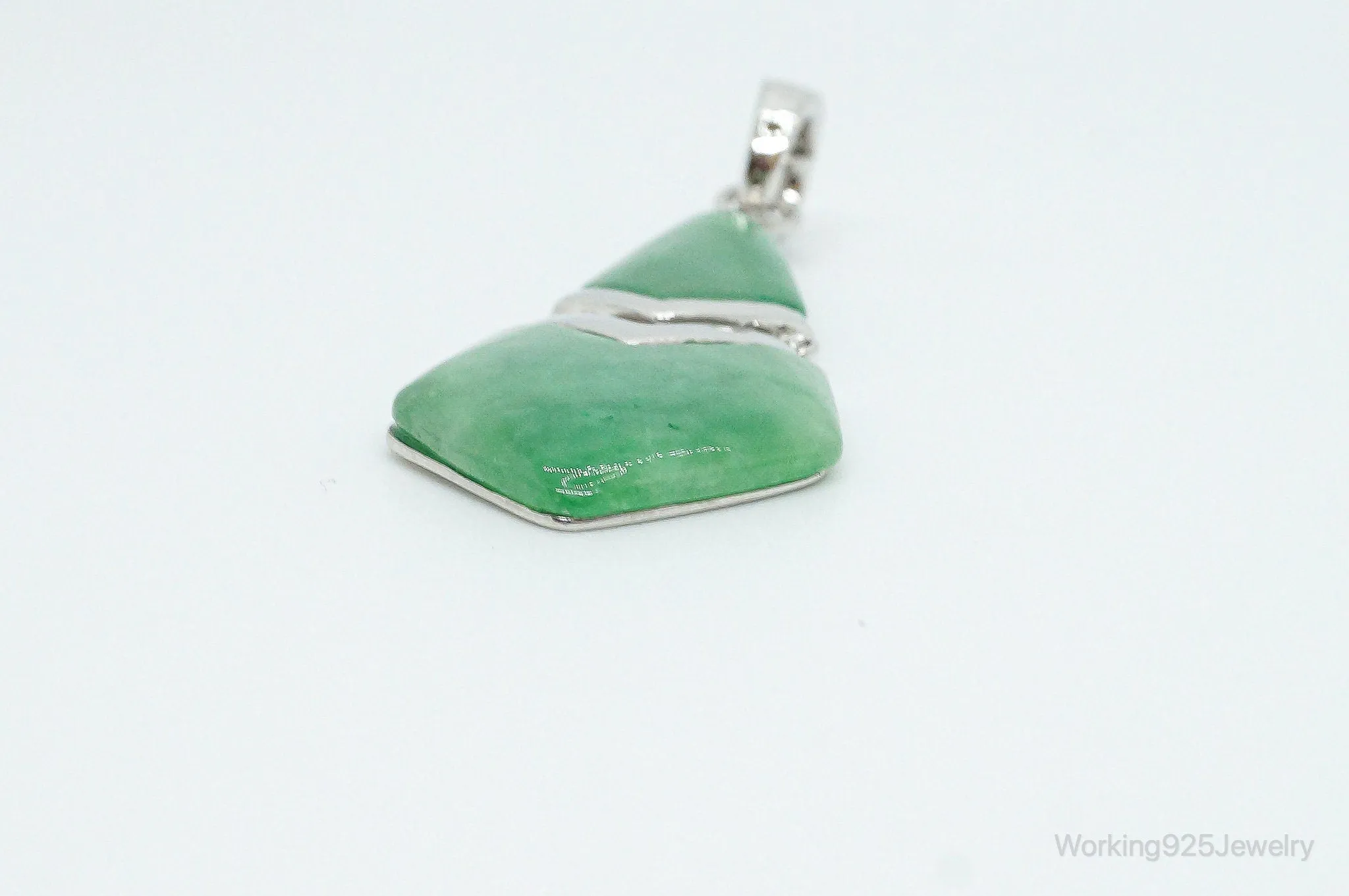 Designer BBJ Green Jade Sterling Silver Pendant