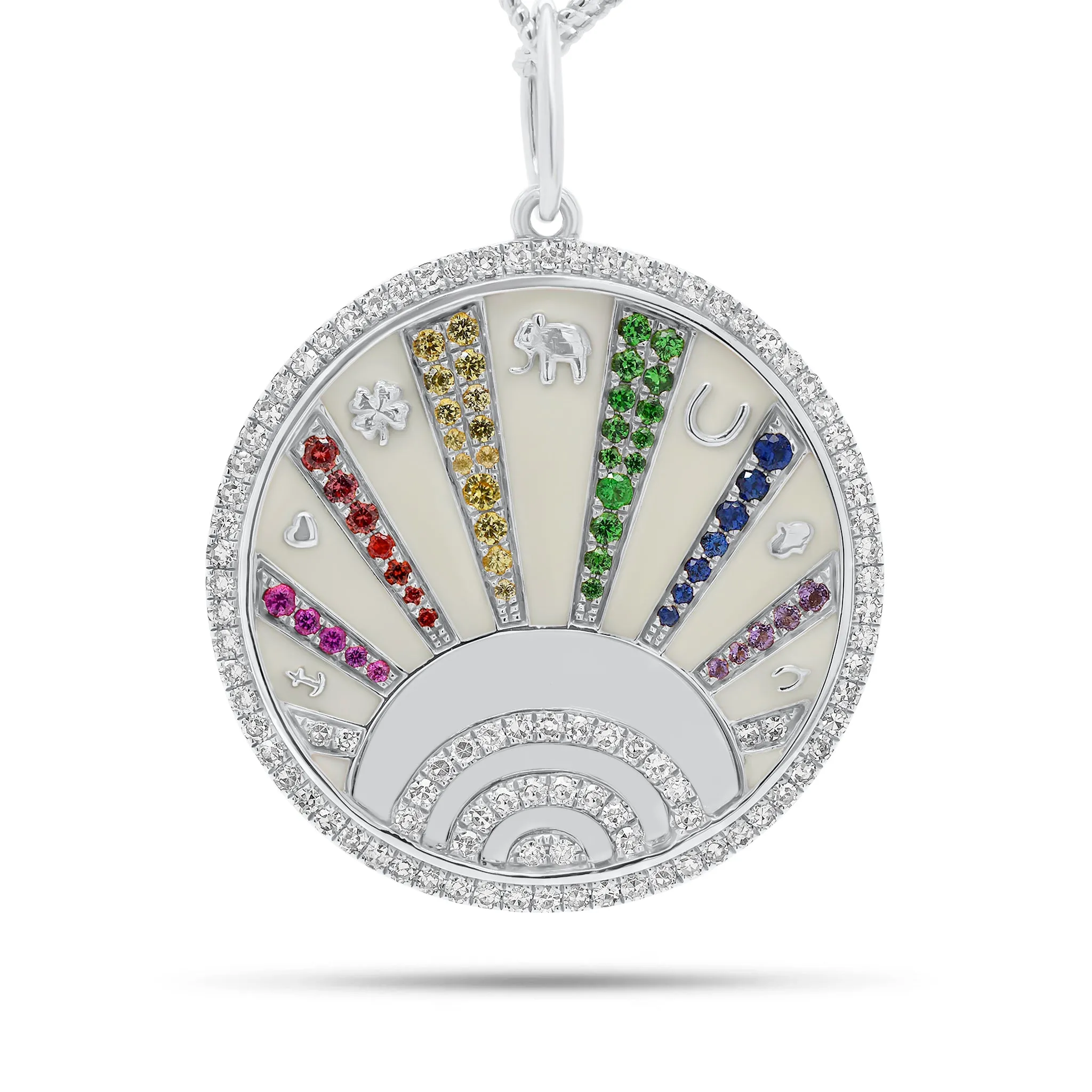 Diamond & Multicolor Sapphire Lucky Symbols Pendant