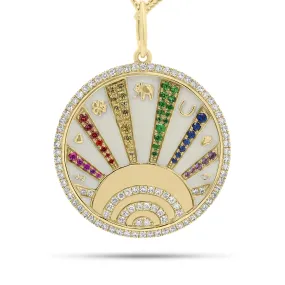 Diamond & Multicolor Sapphire Lucky Symbols Pendant