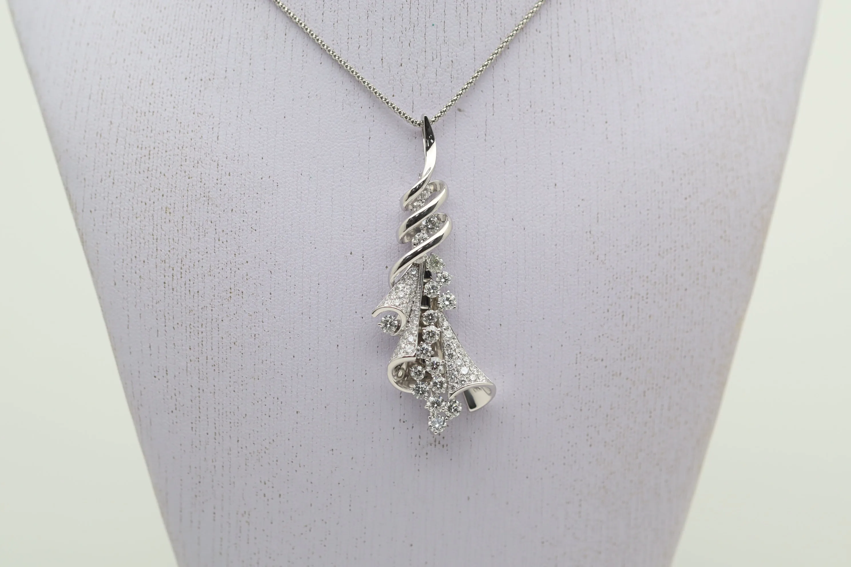 Diamond Cascade Gold Swirl Pendant