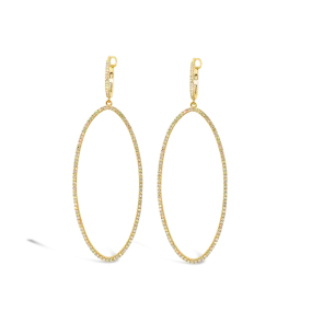 Diamond Oval Dangle Earrings
