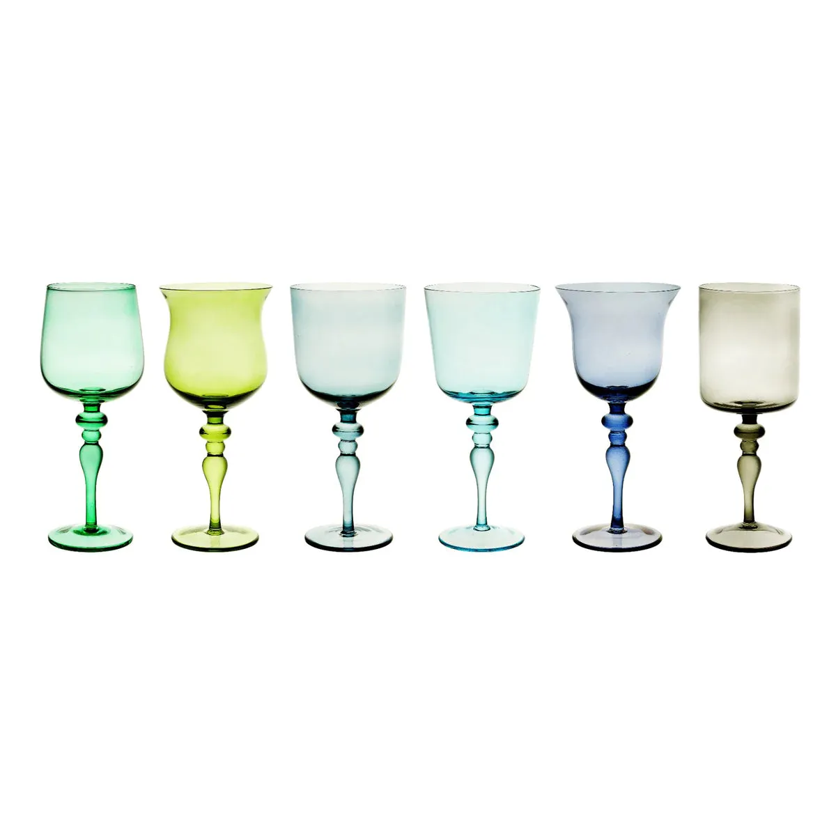 DISEGUALE SET 6 GOBLET ADORNED STERN MIXED SHAPES