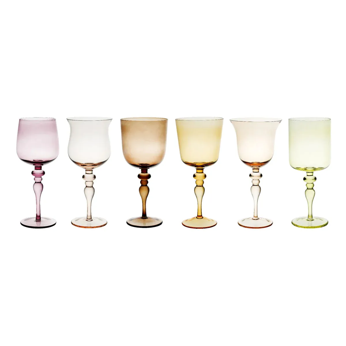 DISEGUALE SET 6 GOBLET ADORNED STERN MIXED SHAPES