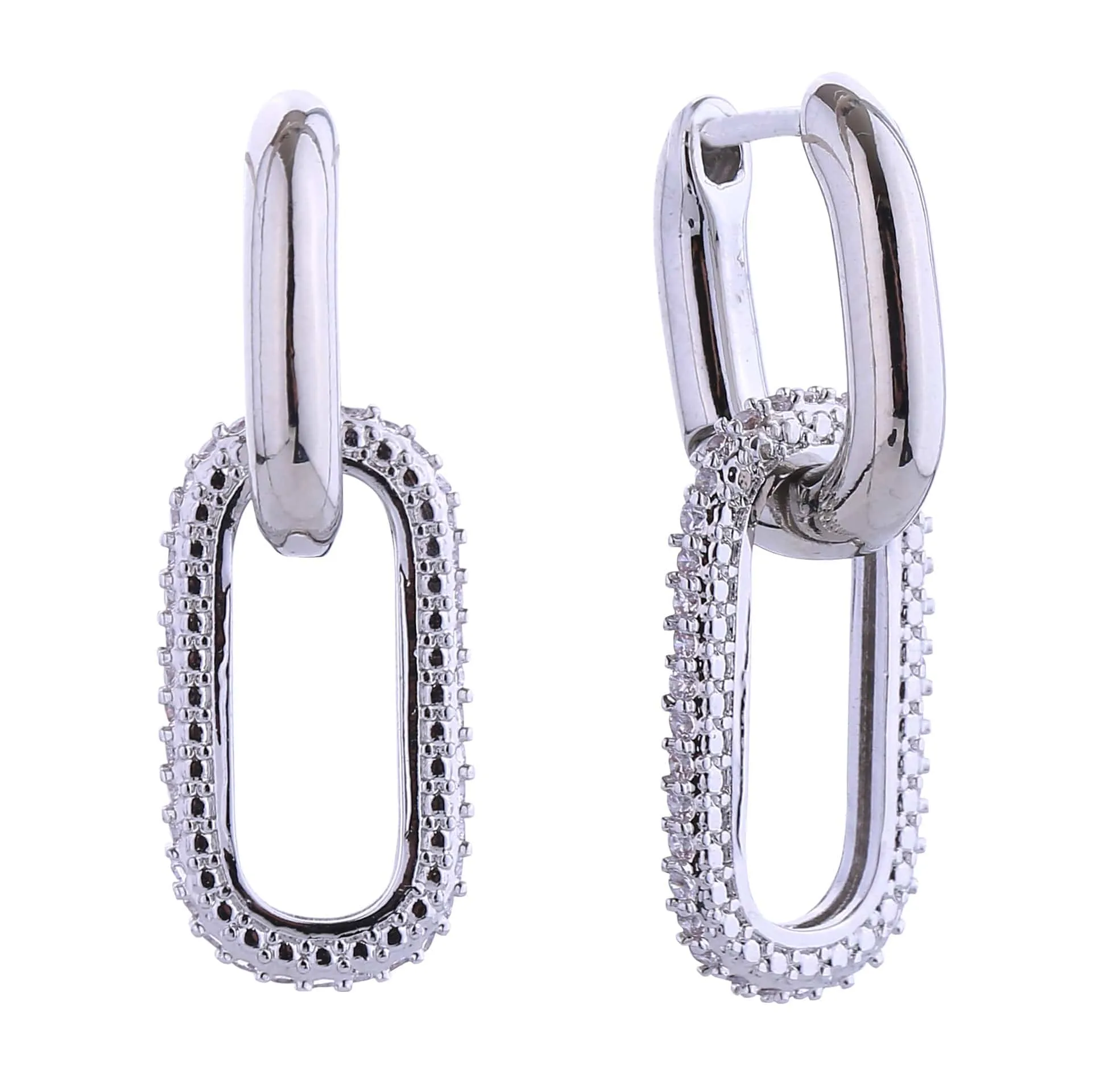 DJE310927 14K Link Pave CZ Dangle Earrings