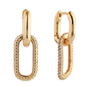 DJE310927 14K Link Pave CZ Dangle Earrings