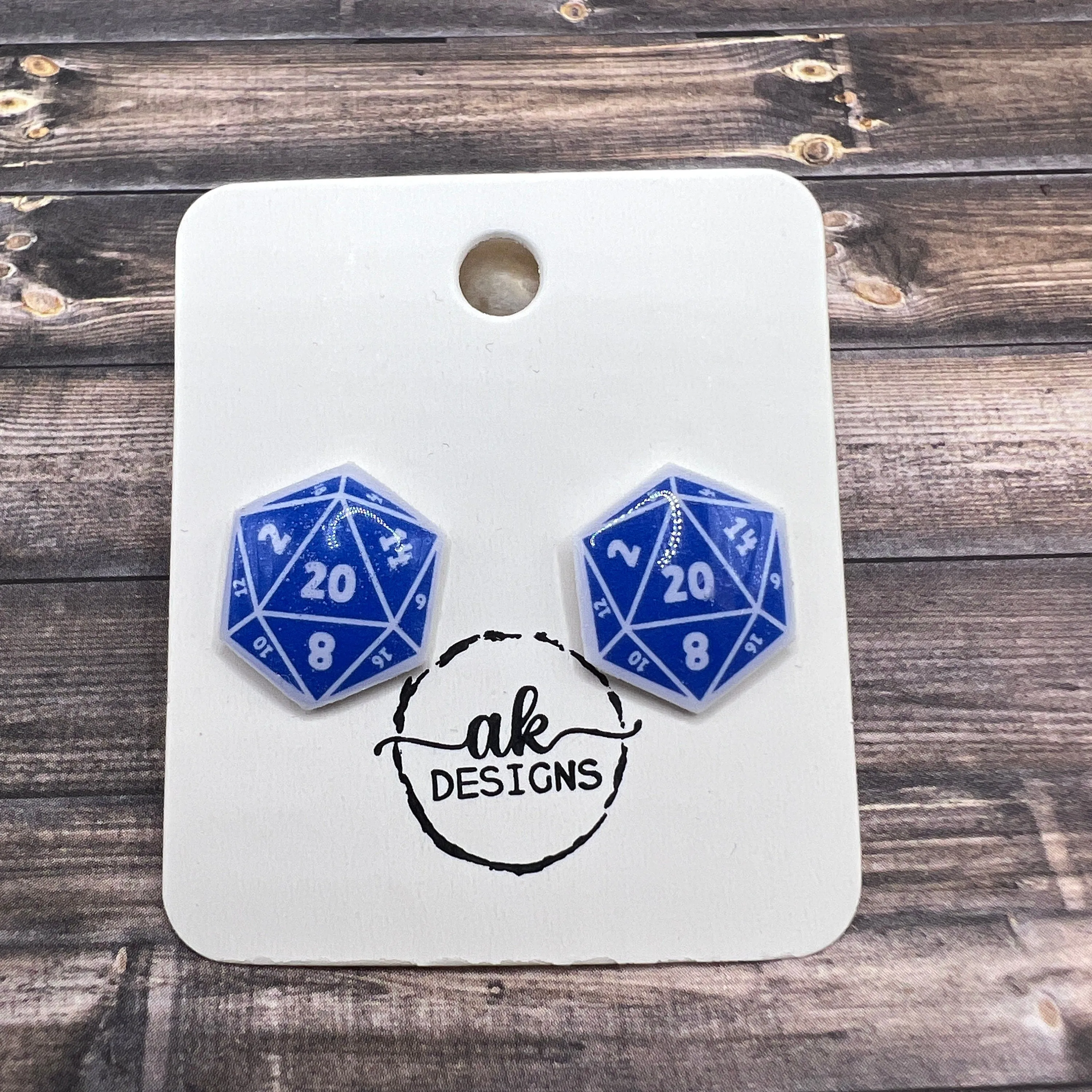 DnD Polyhedral Dice D20 Stud Earrings Hypoallergenic Plastic Resin Gamer Gift