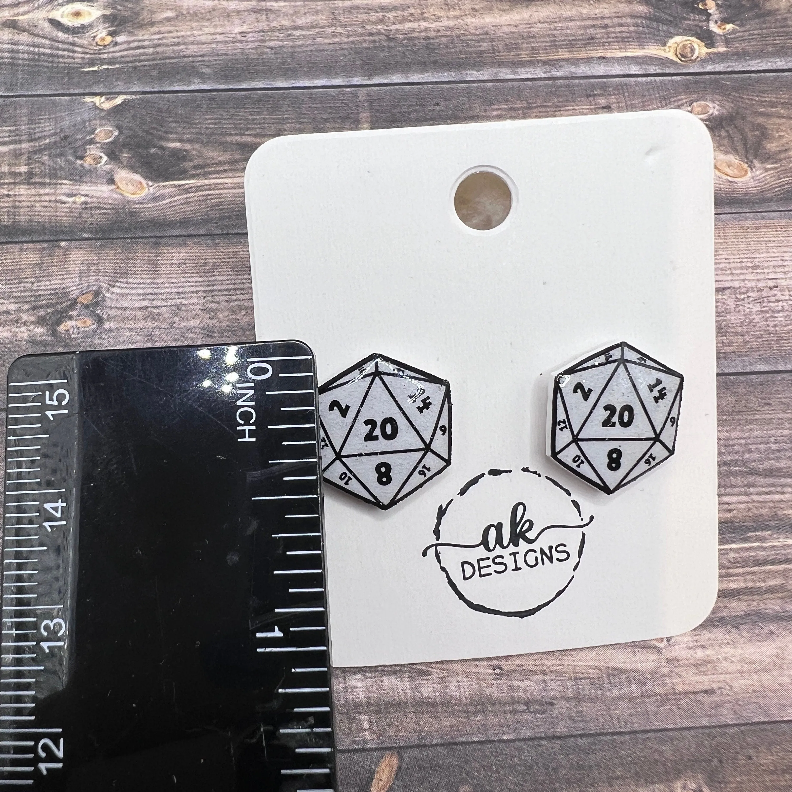 DnD Polyhedral Dice D20 Stud Earrings Hypoallergenic Plastic Resin Gamer Gift