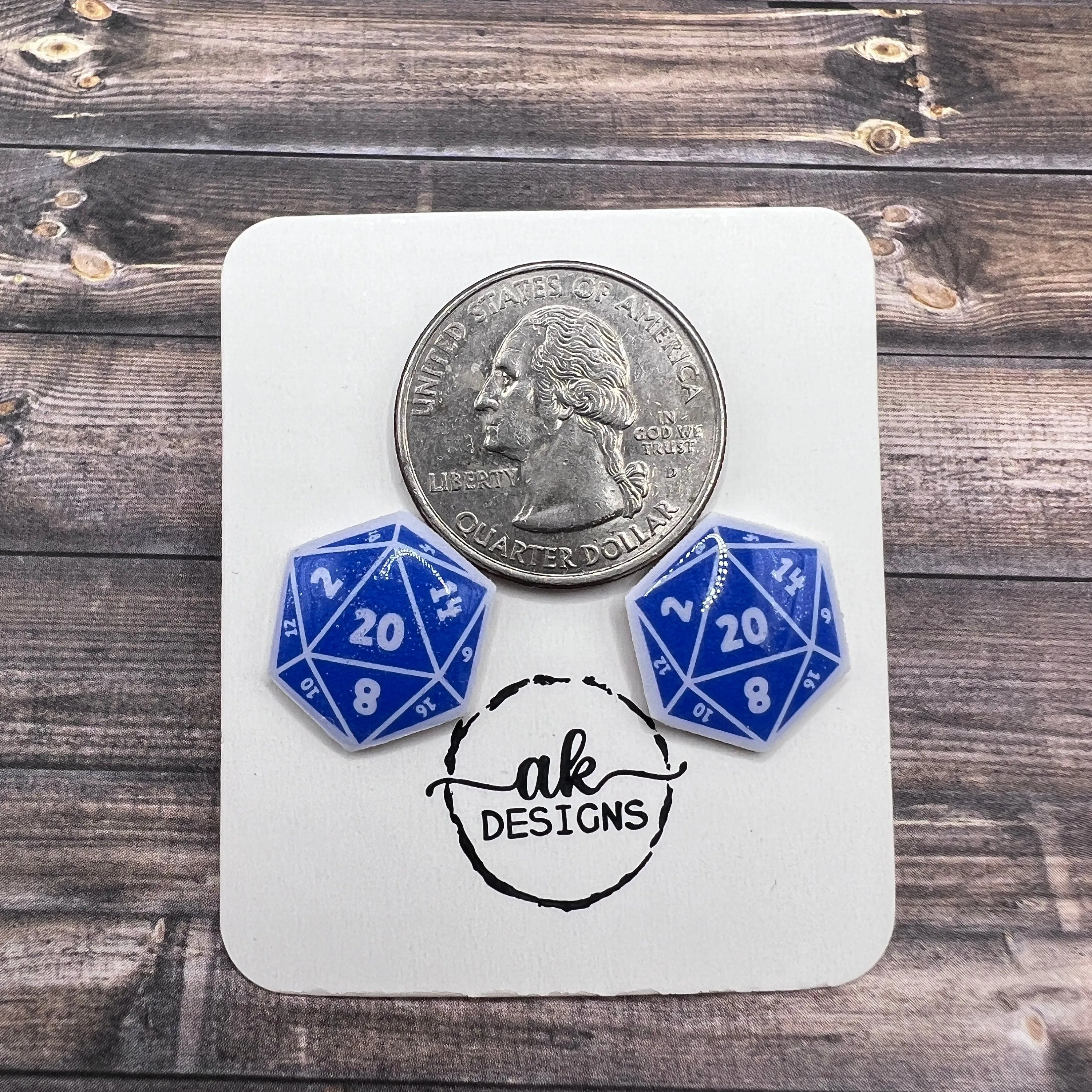 DnD Polyhedral Dice D20 Stud Earrings Hypoallergenic Plastic Resin Gamer Gift