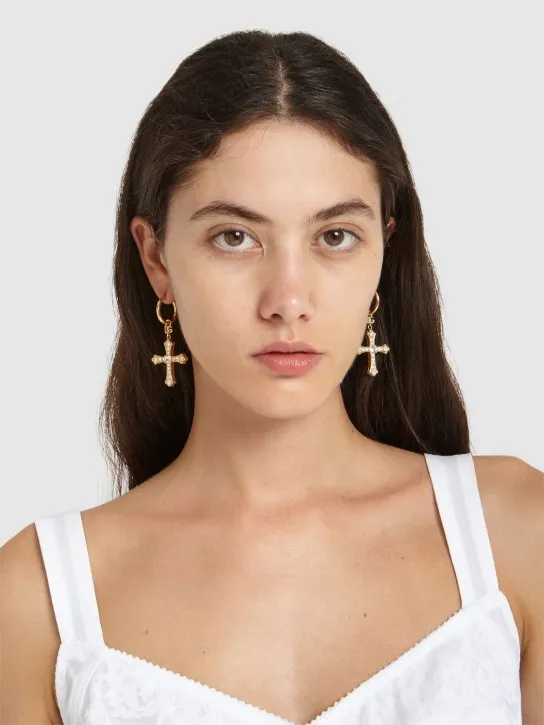 Dolce&amp;Gabbana   DG DNA crystal cross earrings 