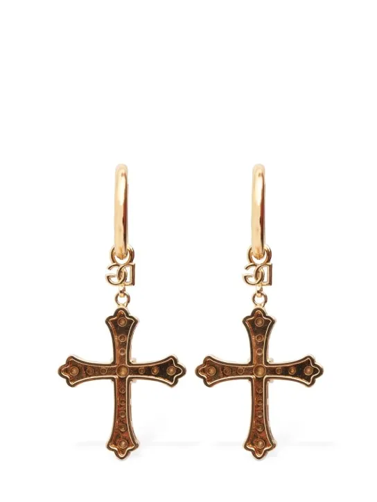 Dolce&amp;Gabbana   DG DNA crystal cross earrings 