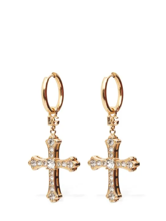 Dolce&amp;Gabbana   DG DNA crystal cross earrings 