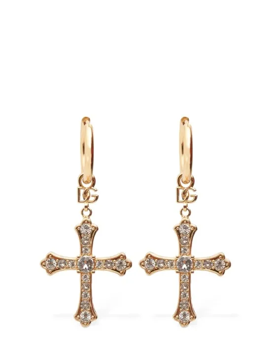 Dolce&amp;Gabbana   DG DNA crystal cross earrings 