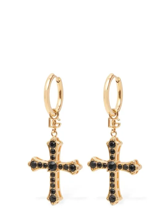 Dolce&amp;Gabbana   DG DNA crystal cross earrings 