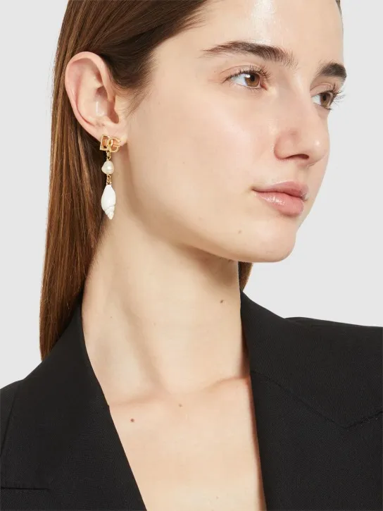 Dolce&amp;Gabbana   DG logo &amp; shell charm earrings 
