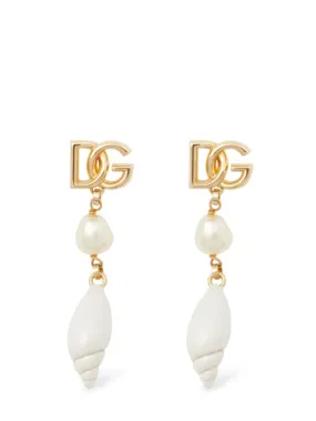 Dolce&amp;Gabbana   DG logo &amp; shell charm earrings 