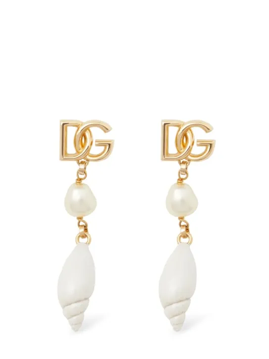 Dolce&amp;Gabbana   DG logo &amp; shell charm earrings 