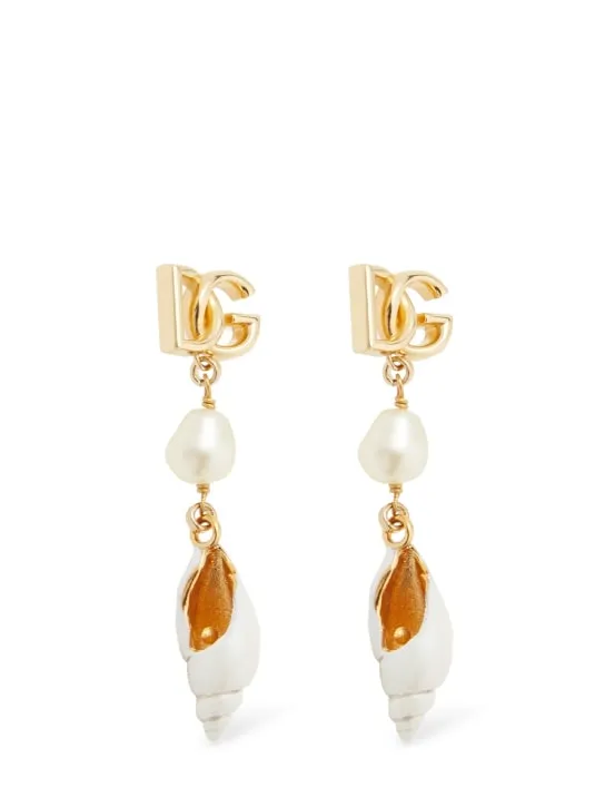 Dolce&amp;Gabbana   DG logo &amp; shell charm earrings 