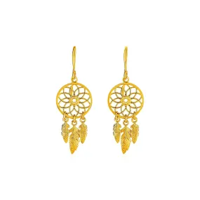 Dream Catcher Earrings in 14k Yellow Gold