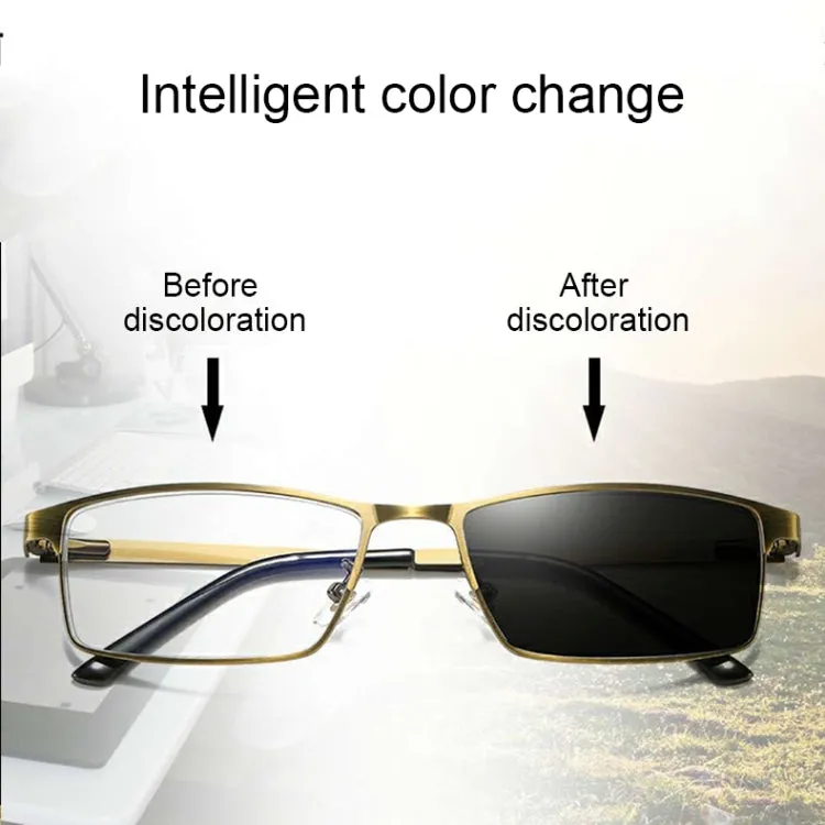 Dual-purpose Photochromic Presbyopic Glasses,  2.00D(Gold)